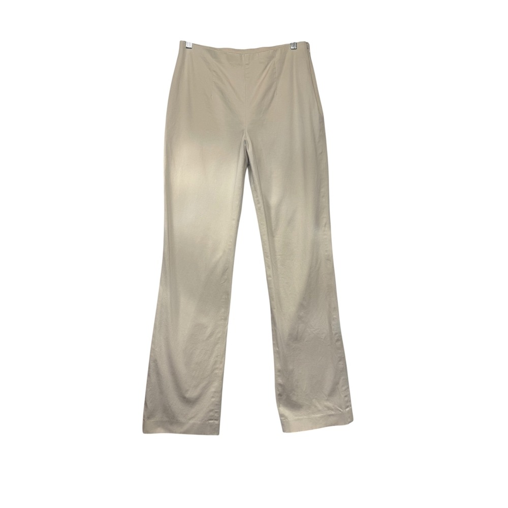 Eddie Bauer Bremerton Fit Pants Womens 10 Long Khaki Beige Side Zip Straight Leg